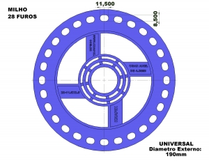 Disco de semente de Milho com 28 furos - furos de 11,5mm x 8<b>...</b>