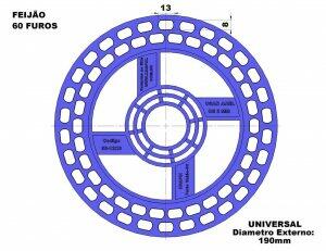 Disco de semente de Feijo 60 furos - furos com 13mm x 8mm -<b>...</b>