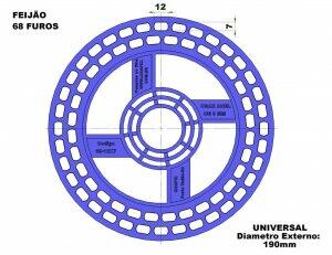 Disco de semente de Feijo com 68 furos - furos de 12mm x 7m<b>...</b>