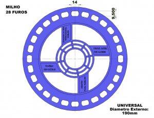 Disco de semente de Milho com 28 furos - furos de 14mm x 9,5<b>...</b>