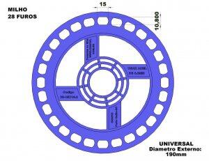 Disco de semente de Milho com 28 furos - furos de 15mm x 10,<b>...</b>